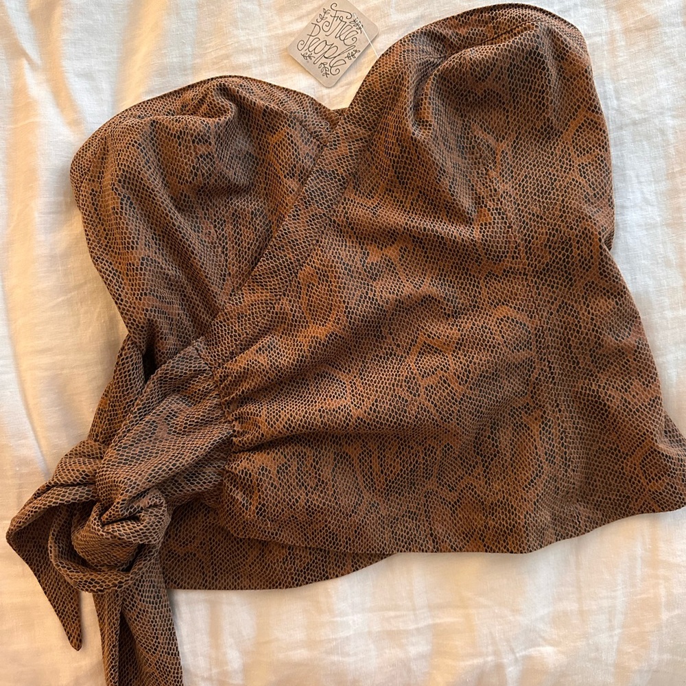 Free People Snake Print Strapless Top